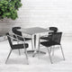 Black |#| 31.5inch Square Aluminum Indoor-Outdoor Table Set with 4 Black Rattan Chairs