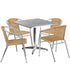 Lila 31.5'' Square Aluminum Indoor-Outdoor Table Set with 4 Rattan Chairs