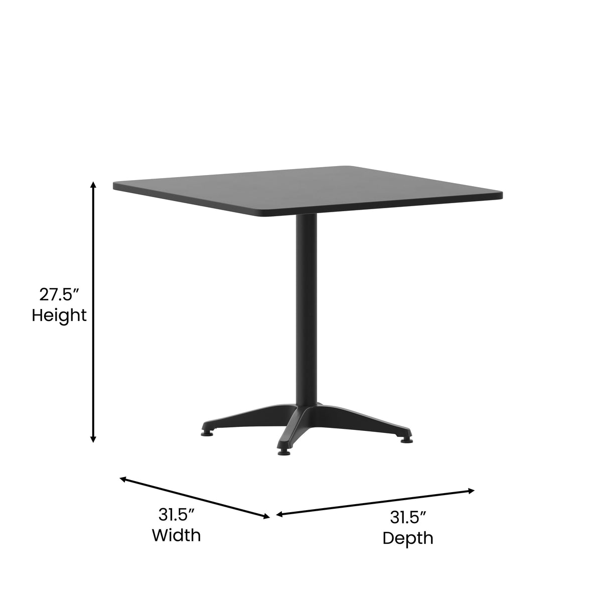Black |#| Modern 31.5inch Square Glass Framed Glass Table with 4 Black Slat Back Chairs