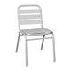 Silver |#| Commercial Silver Indoor-Outdoor Restaurant Stack Chair with Triple Slat Back