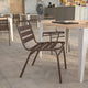 Bronze |#| Commercial Bronze Indoor-Outdoor Restaurant Stack Chair with Triple Slat Back