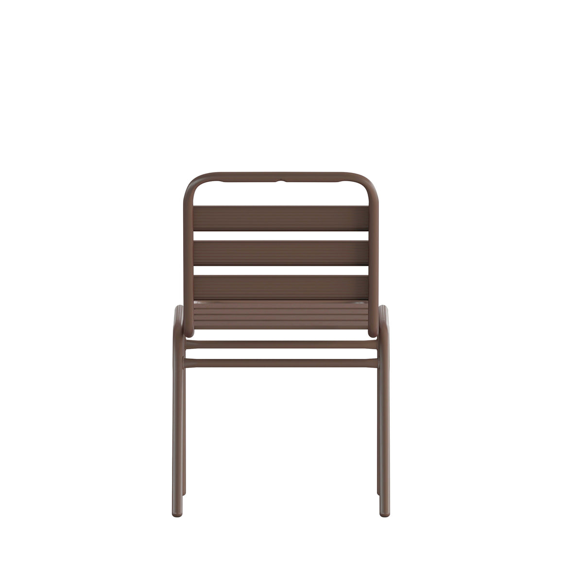 Bronze |#| Commercial Bronze Indoor-Outdoor Restaurant Stack Chair with Triple Slat Back