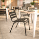 Black |#| Commercial Black Indoor-Outdoor Restaurant Stack Chair with Triple Slat Back