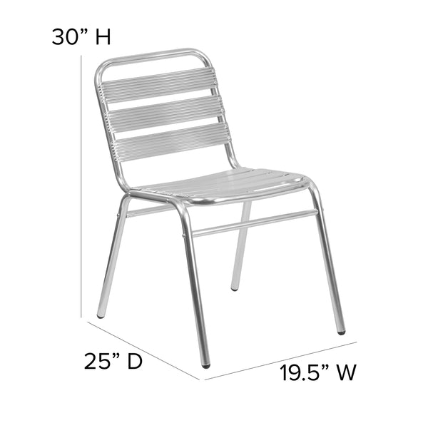 Aluminum |#| Commercial Aluminum Indoor-Outdoor Restaurant Stack Chair with Triple Slat Back