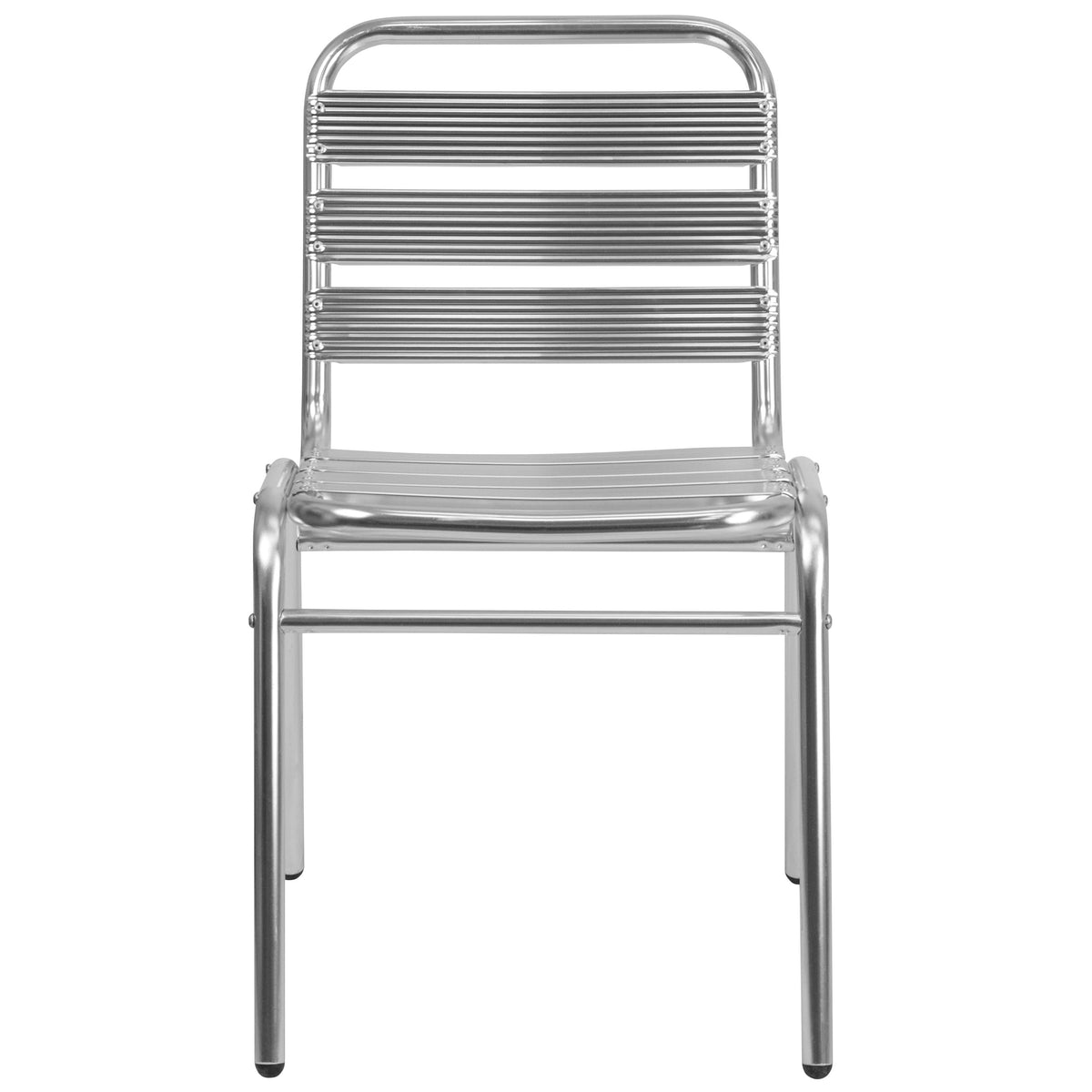 Aluminum |#| Commercial Aluminum Indoor-Outdoor Restaurant Stack Chair with Triple Slat Back