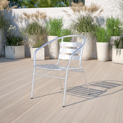 Lila Aluminum Commercial Indoor-Outdoor Restaurant Stack Chair with Triple Slat Back