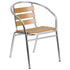 Lila Aluminum Commercial Indoor-Outdoor Restaurant Stack Chair with Triple Slat Faux Teak Back