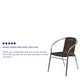 Aluminum and Dark Brown |#| Commercial Aluminum and Dark Brown Rattan Indoor-Outdoor Restaurant Stack Chair
