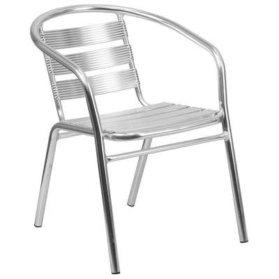 Lila Heavy Duty Aluminum Commercial Indoor-Outdoor Restaurant Stack Chair with Triple Slat Back
