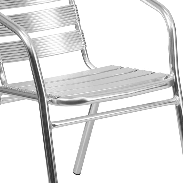 Heavy Duty Commercial Aluminum Indoor-Outdoor Slat-Back Restaurant Stack Chair