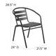 Black |#| Black Metal Restaurant Stack Chair with Curved Back and Aluminum Slats