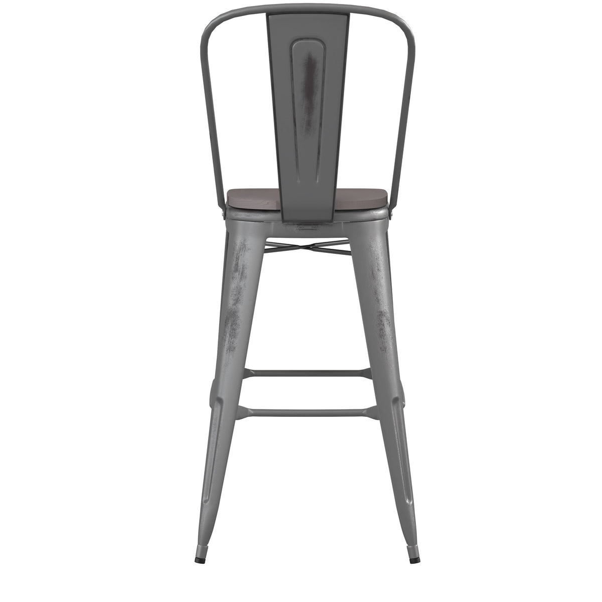 Gray Seat/Clear Coated Frame |#| Indoor Bar Height Stool with Poly Resin Colorful Seat - Clear Coated/Gray