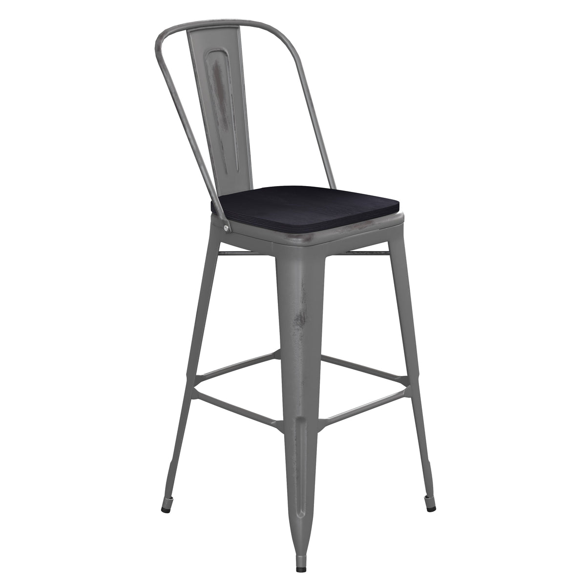 Black Seat/Clear Coated Frame |#| Indoor Bar Height Stool with Poly Resin Colorful Seat - Clear Coated/Black