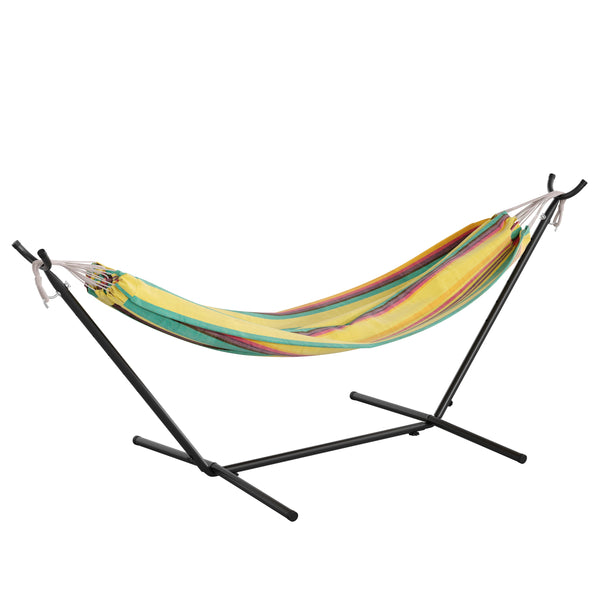 Tropical Multi |#| 2 Person Cotton Hammock with All-Weather Heavy Duty Stand-Tropical Multicolor