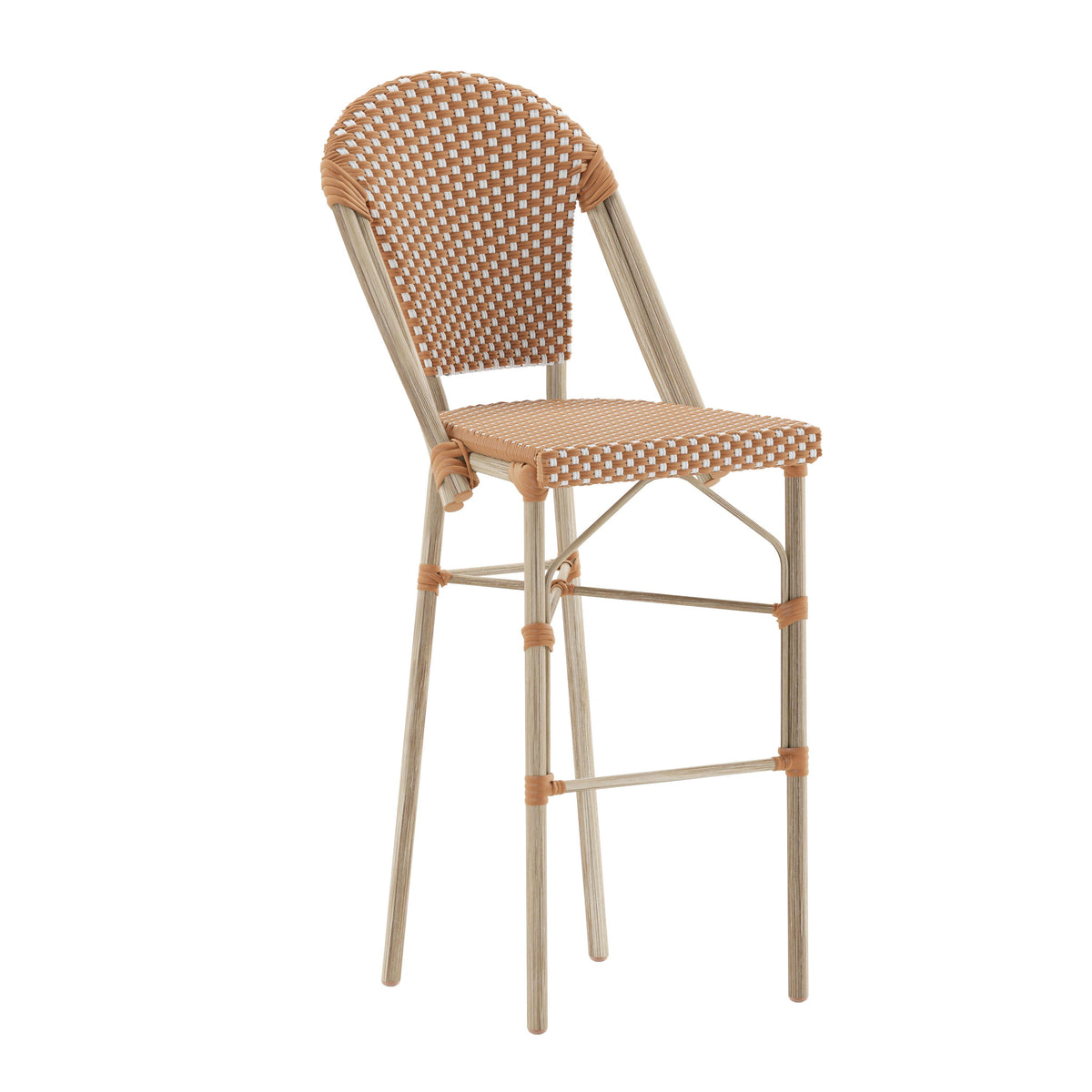 Natural & White/Light Natural Frame |#| All-Weather Commercial Paris Chair with Bamboo Print Metal Frame-Natural/White