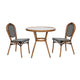 Indoor/Outdoor Commercial Bistro Set with Table and 2 Chairs in Blk/Wht
