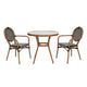 Indoor/Outdoor Commercial Bistro Set with Table and 2 Chairs in Blk/Wht