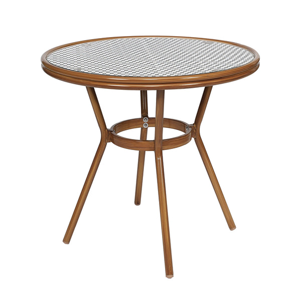Indoor/Outdoor Commercial Bistro Set with Table and 2 Chairs in Blk/Wht