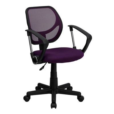 Low Back Mesh Swivel Task Office Chair with Curved Square Back and Arms