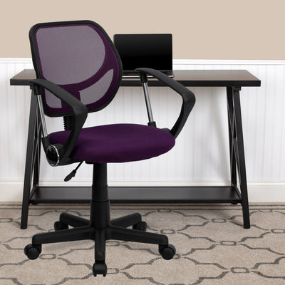 Low Back Mesh Swivel Task Office Chair with Curved Square Back and Arms