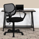 Black |#| Low Back Black Mesh Swivel Task Office Chair with Curved Square Back and Arms