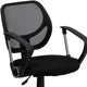 Black |#| Low Back Black Mesh Swivel Task Office Chair with Curved Square Back and Arms