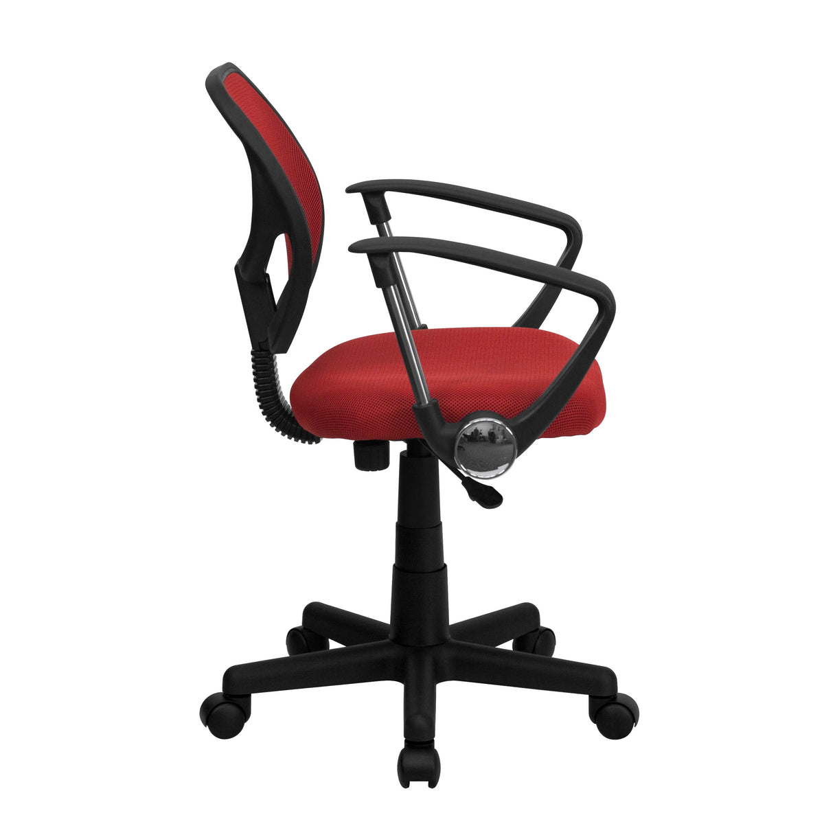 Red |#| Low Back Red Mesh Back Adjustable Height Swivel Task Office Chair with Arms