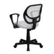 White |#| Low Back White Mesh Back Adjustable Height Swivel Task Office Chair with Arms