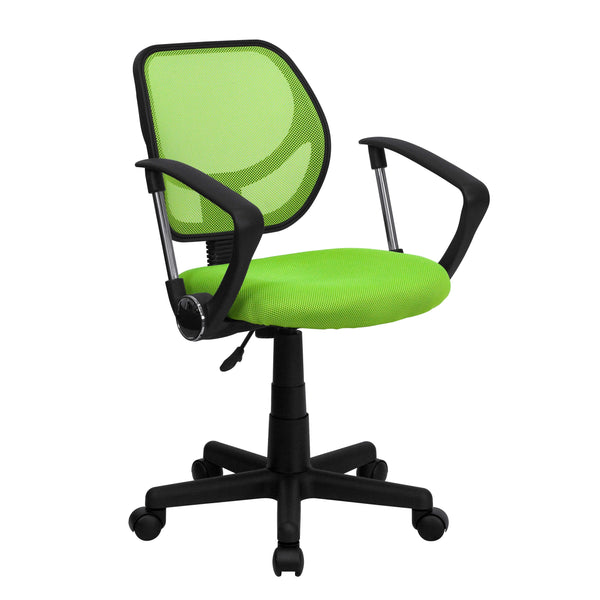 Green |#| Low Back Green Mesh Back Adjustable Height Swivel Task Office Chair with Arms