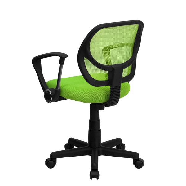 Green |#| Low Back Green Mesh Back Adjustable Height Swivel Task Office Chair with Arms