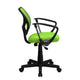 Green |#| Low Back Green Mesh Back Adjustable Height Swivel Task Office Chair with Arms