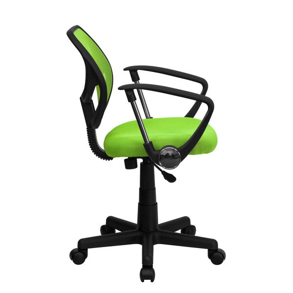 Green |#| Low Back Green Mesh Back Adjustable Height Swivel Task Office Chair with Arms