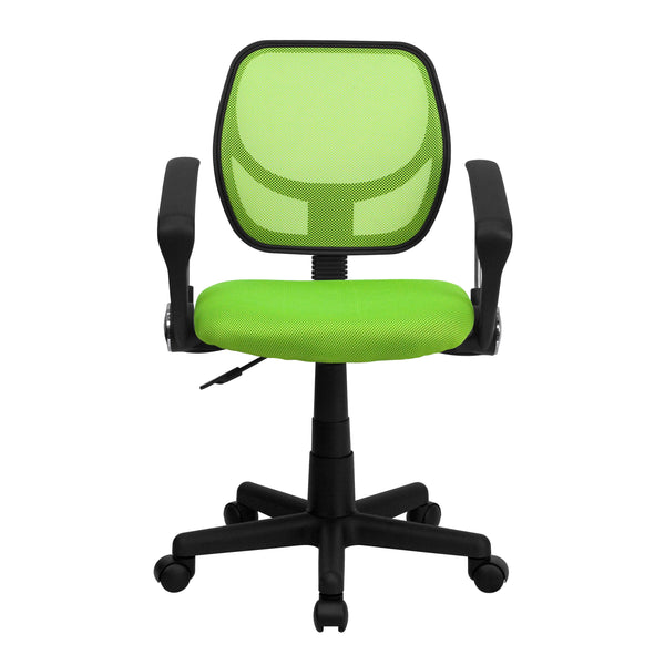 Green |#| Low Back Green Mesh Back Adjustable Height Swivel Task Office Chair with Arms