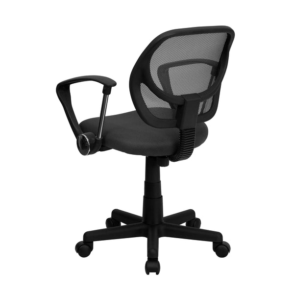 Gray |#| Low Back Gray Mesh Back Adjustable Height Swivel Task Office Chair with Arms