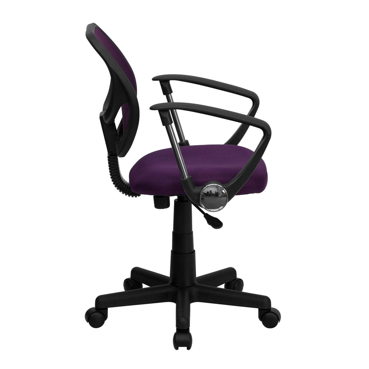 Purple |#| Low Back Purple Mesh Back Adjustable Height Swivel Task Office Chair with Arms