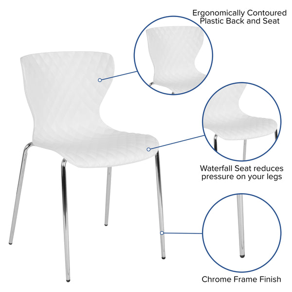 White |#| Contemporary Design White Plastic Stack Chair