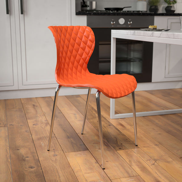 Orange |#| Contemporary Design Orange Plastic Stack Chair