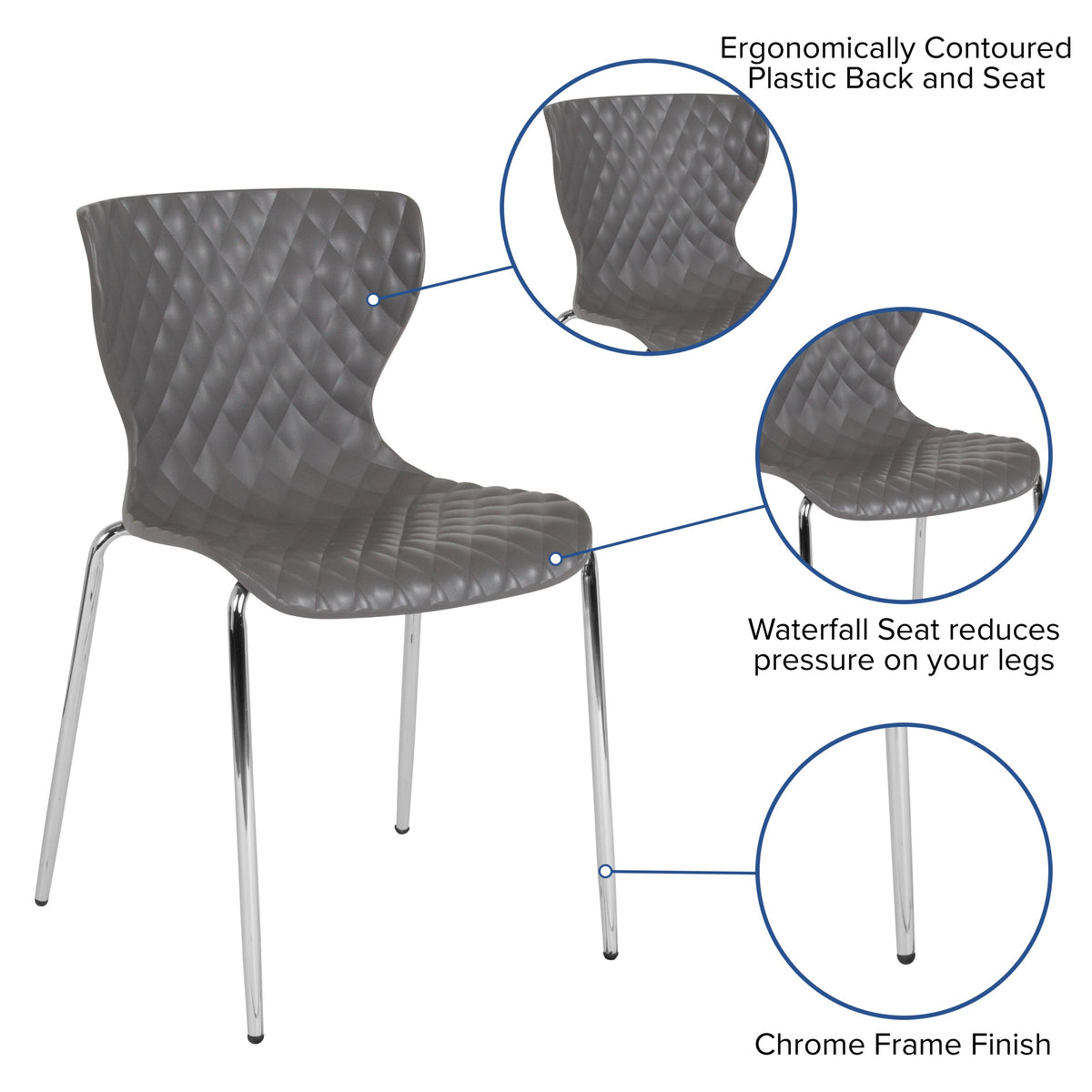 Gray |#| Contemporary Design Gray Plastic Stack Chair