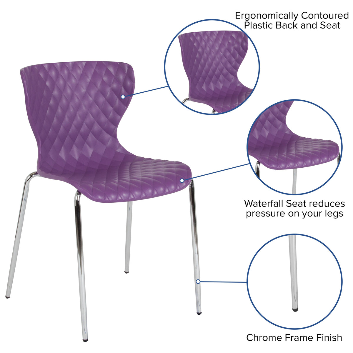 Purple |#| Contemporary Design Purple Plastic Stack Chair