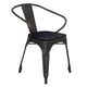 Black/Black |#| All-Weather Metal Stack Chair with Arms and Poly Resin Seat - Black/Black