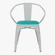 White/Mint Green |#| All-Weather Metal Stack Chair with Arms and Poly Resin Seat - White/Mint