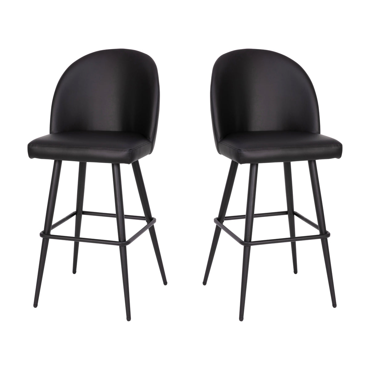 Black LeatherSoft |#| Commercial Grade 30inch Armless Barstool with Contoured Back in Black LeatherSoft