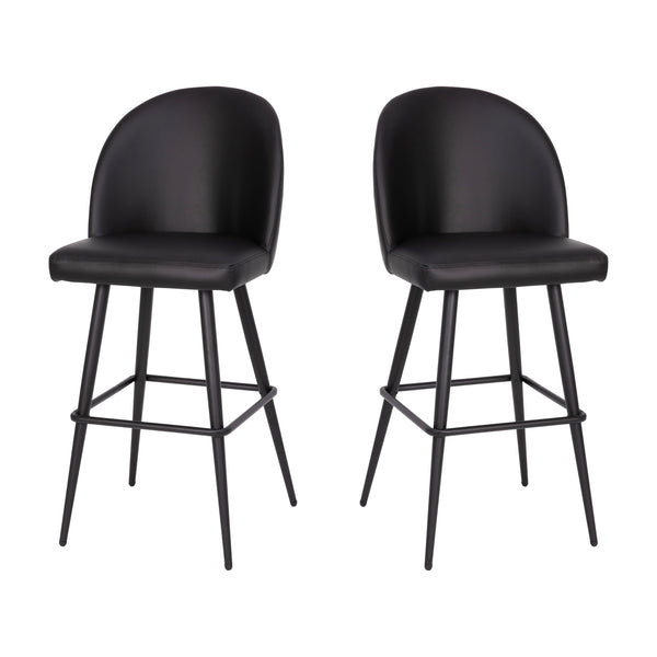 Black LeatherSoft |#| Commercial Grade 30inch Armless Barstool with Contoured Back in Black LeatherSoft