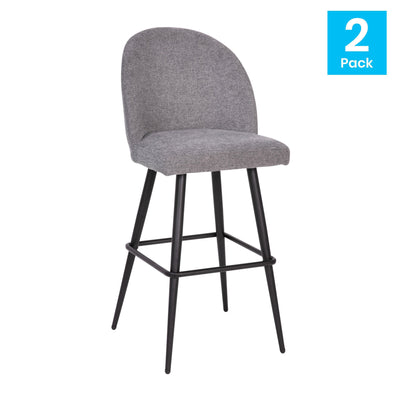 Lyla Commercial Grade Modern Armless Barstools with Contoured Backrest, Steel Frame and Integrated Footrest - Set of 2