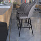 Gray Faux Linen |#| Commercial Grade 30inch Armless Barstool with Contoured Back in Gray Faux Linen