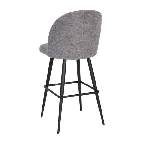 Gray Faux Linen |#| Commercial Grade 30inch Armless Barstool with Contoured Back in Gray Faux Linen