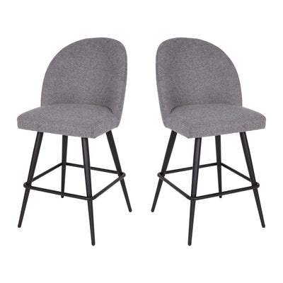 Lyla Set of 2 Commercial Modern Armless Counter Stools with Contoured Backrests, Steel Frames and Footrests-Set of 2