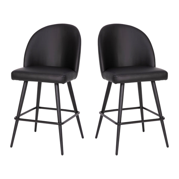 Black LeatherSoft |#| Commercial Grade 26inch Armless Stools with Contoured Backs in Black LeatherSoft