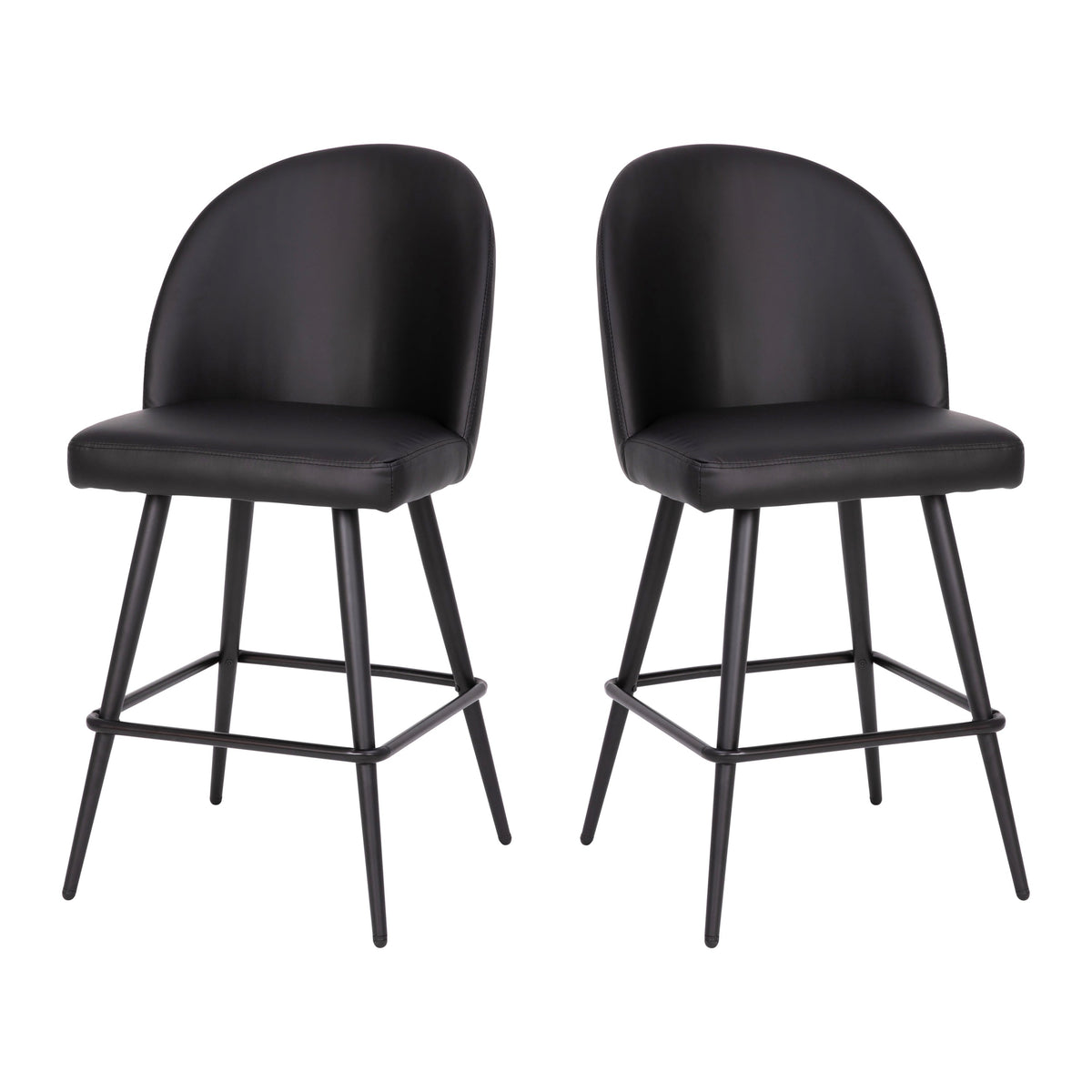 Black LeatherSoft |#| Commercial Grade 26inch Armless Stools with Contoured Backs in Black LeatherSoft