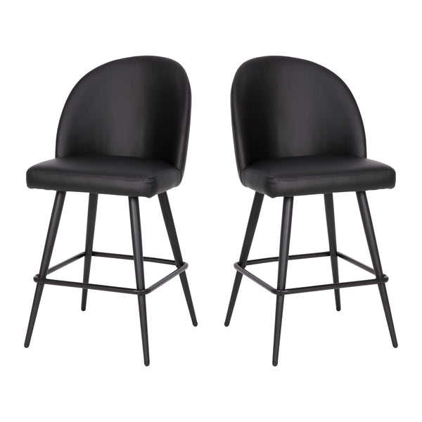 Black LeatherSoft |#| Commercial Grade 26inch Armless Stools with Contoured Backs in Black LeatherSoft
